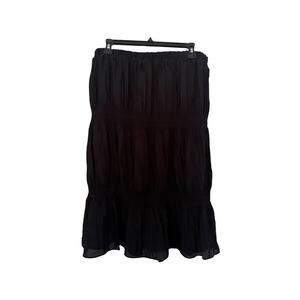 Yakira Bella Nora Tiered Skirt Black Knee Length Ruffle Skirt Size Large